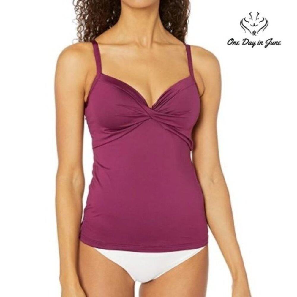 Seafolly Twist Front Tankini Top Swimsuit Size 10 DD